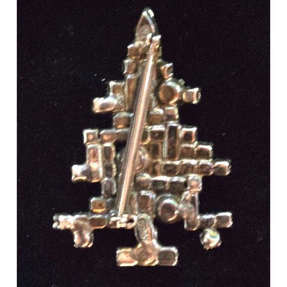 Eisenberg Ice Christmas Tree Rhinestone Brooch Vintage Holiday Signed - Picture 4 of 5
